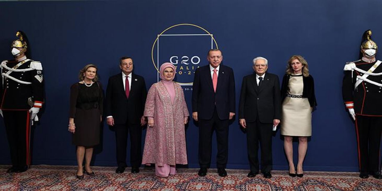 Cumhurbaşkanı Erdoğan, İtalya lideri Mattarella'nın G20 liderleri onuruna verdiği yemeğe katıldı