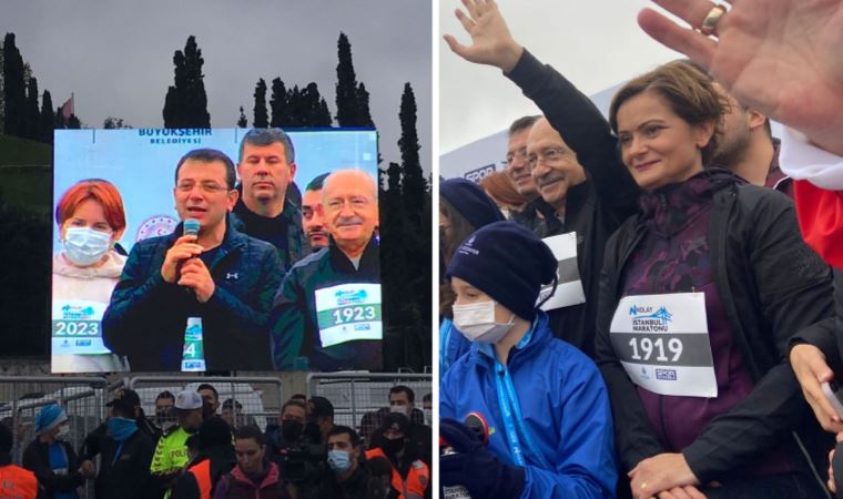 İstanbul Maratonu'nda Kılıçdaroğlu ve Akşener'den iktidara numaralı gönderme