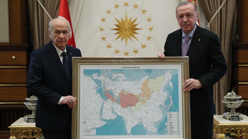 Bahçeli Erdoğan'a hediye etmişti: O harita Rus basınında gündem oldu