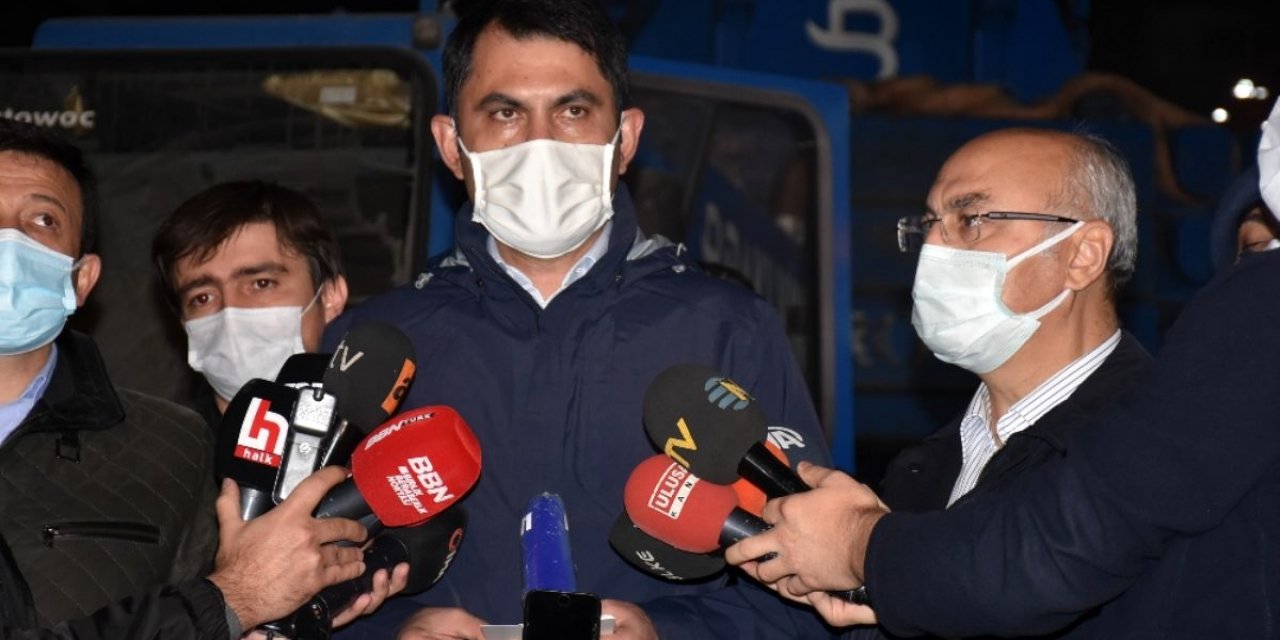 RIZABEY APARTMANI ENKAZINDA İNCELEME YAPAN BAKAN KURUM, AÇIKLAMA YAPTI