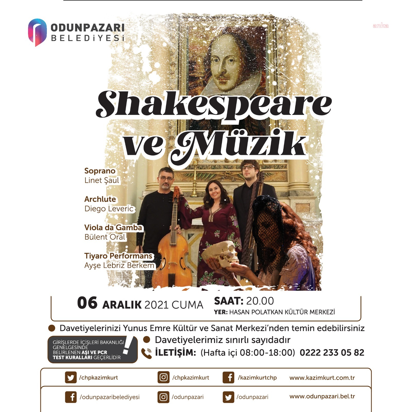 Odunpazarı Belediyesi'nde “Shakespeare ve Müzik” konseri yapılacak