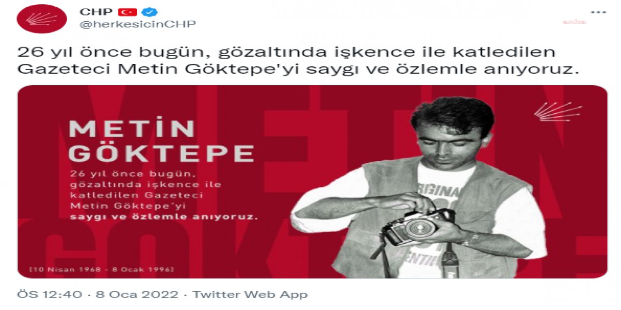 CHP, gazeteci Metin Göktepe'yi andı