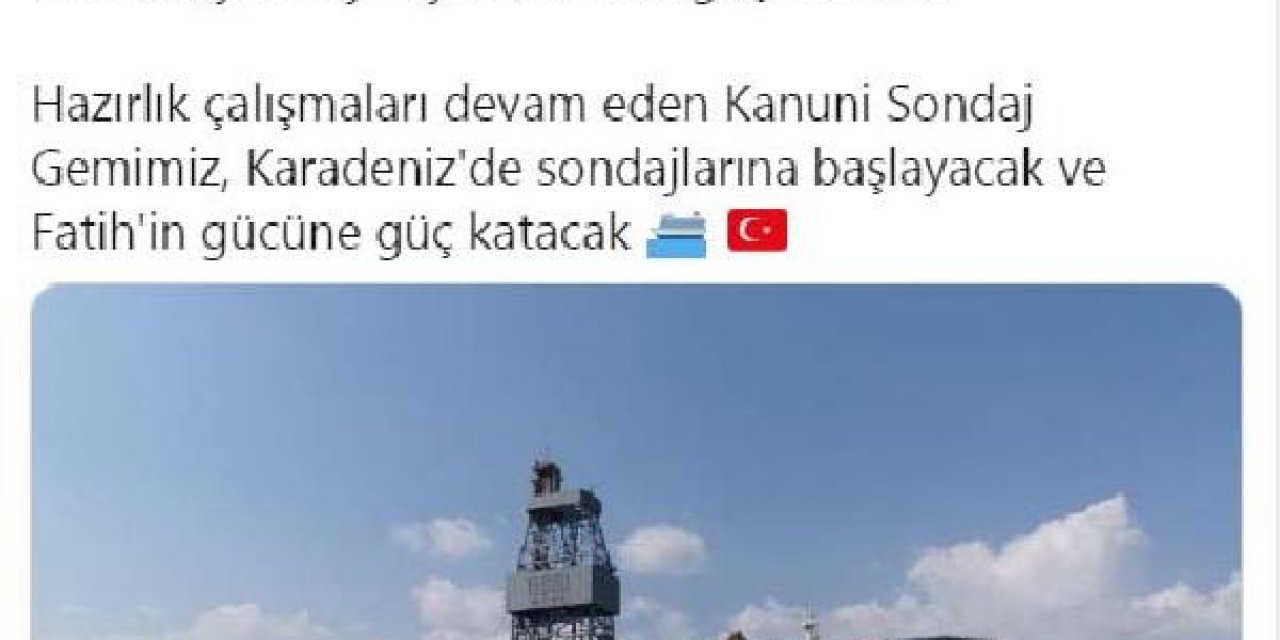 Bakan Dönmez: Kanuni Sondaj Gemimiz, Karadeniz'de sondajlarına başlayacak