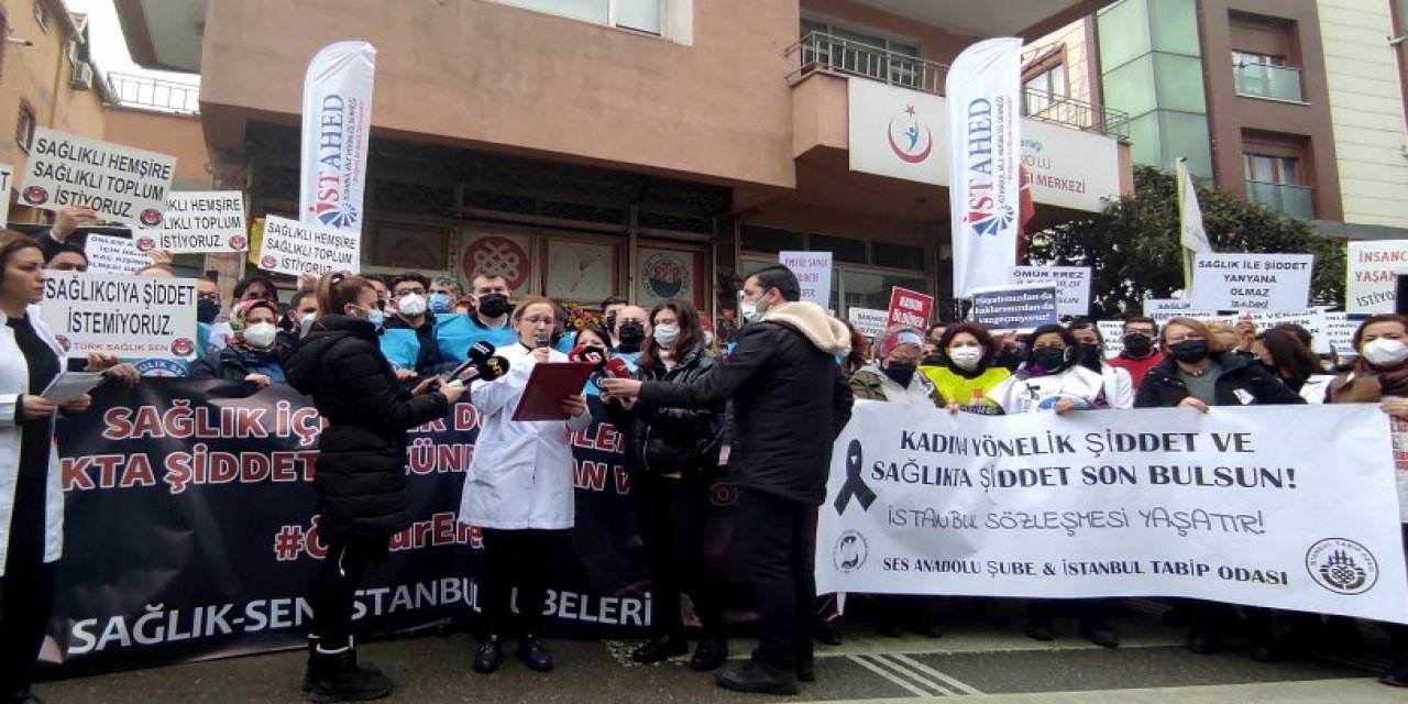 Ömür hemşirenin katledilmesi sonrası sağlık çalışanlarından protesto