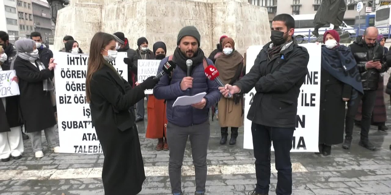 Ataması yapılmayan öğretmenler Ankara'da eylem yaptı: "50 bin atama istiyoruz"