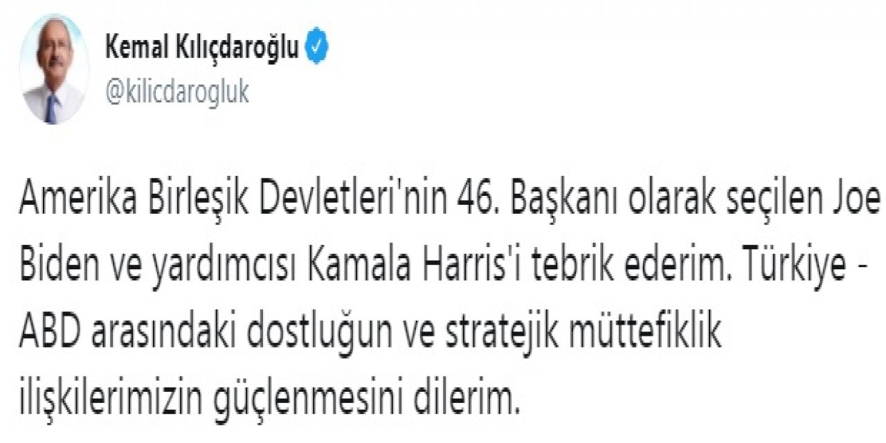 Kılıçdaroğlu'nun  Biden mesajı