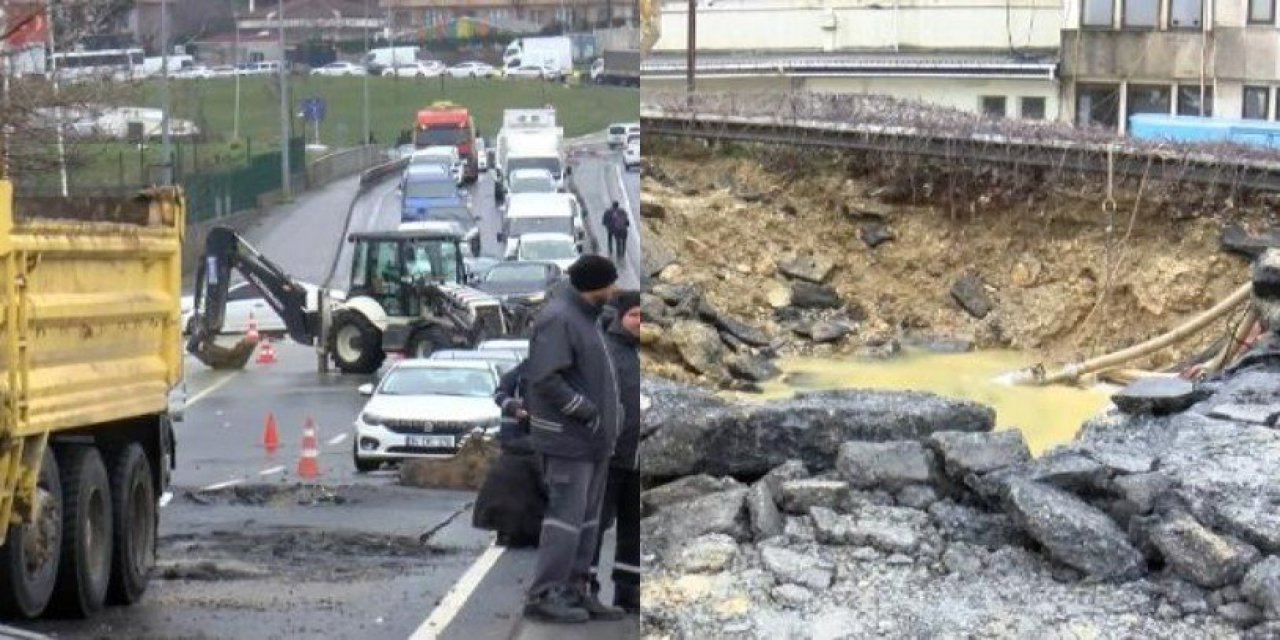 İstanbul'da yol çöktü: Cadde trafiğe kapatıldı