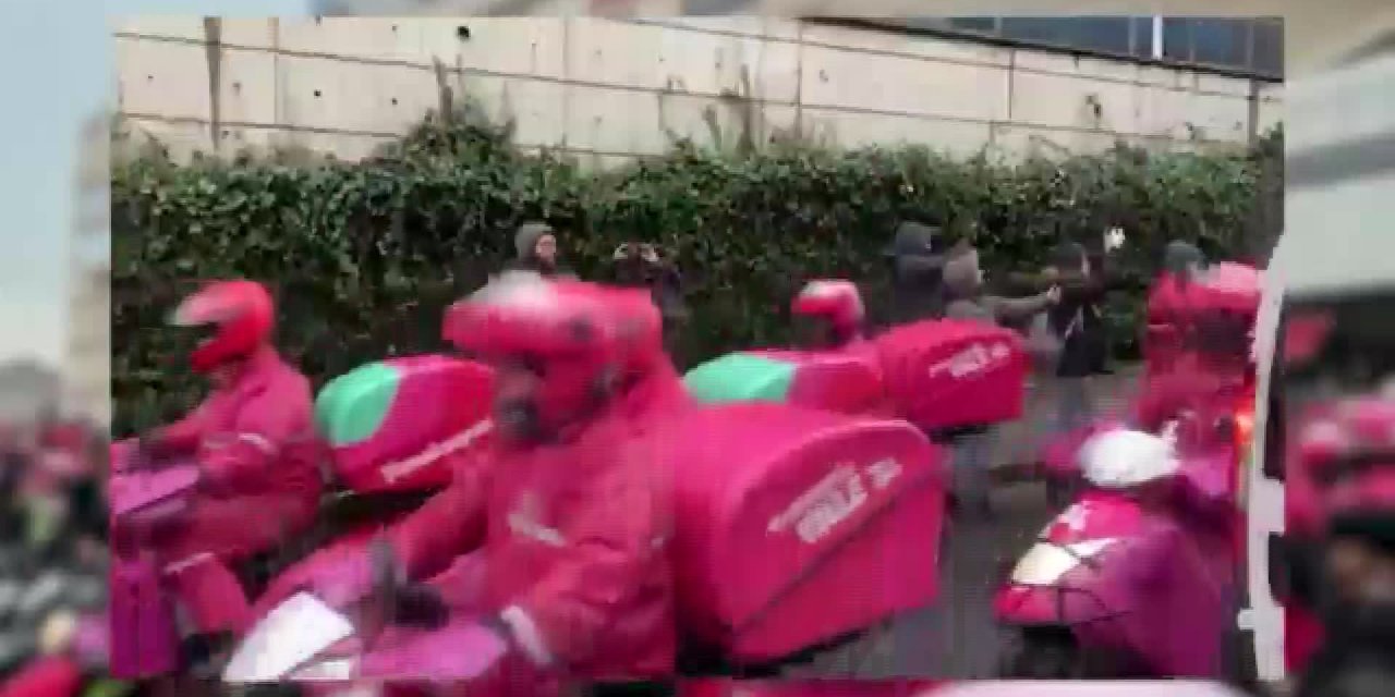 Yemeksepeti kuryeleri zam talepleri için 5. kez şirketin önünde buluştu