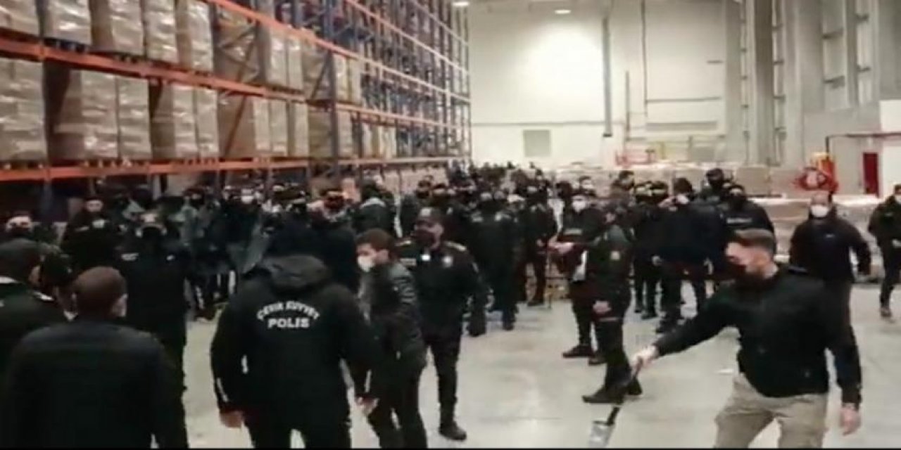 Esenyurt Migros depoya işçileri gözaltına almak için polisin girdiği anların görüntüleri ortaya çıktı