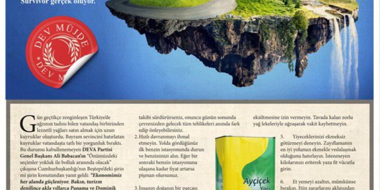 DEVA PARTİSİ, "YENİ BAŞAK’TAN HAYATTA KALMA REHBERİ" YAYINLADI