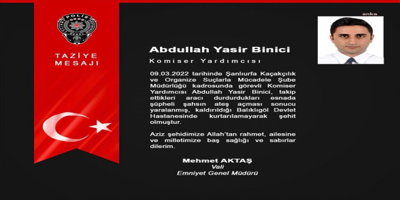 Takip ettikleri bir aracı durdular.. ŞANLIURFA’DA 2 POLİS ŞEHİT