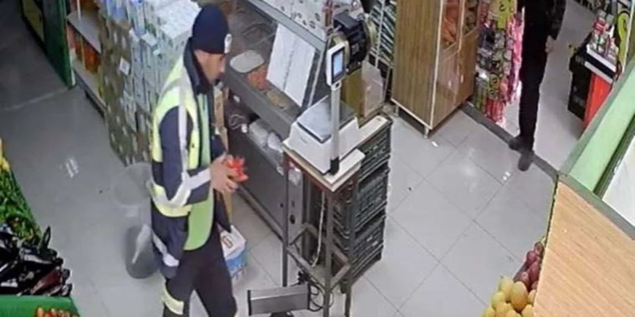 'Market kirlenmesin' diye çamurlu ayakkabılarını çıkarıp, alışveriş yaptı