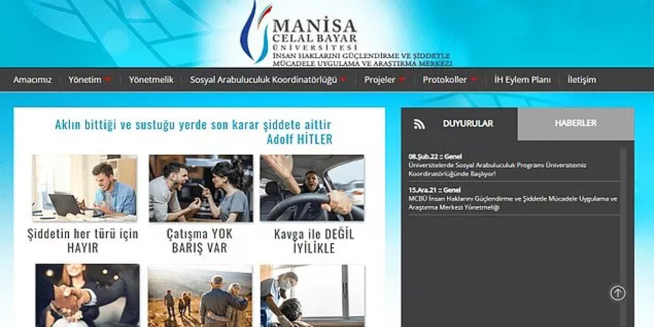 Celal Bayar Üniversitesi'nin 'İnsan Hakları Merkezi'nden Hitler alıntısı