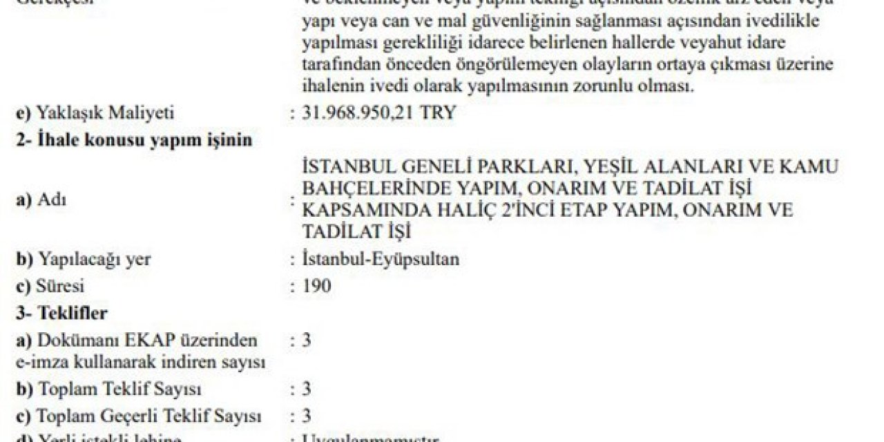 İBB’nin 21B ile açtığı park ve bahçe ihalesi AKP’li isme gitti