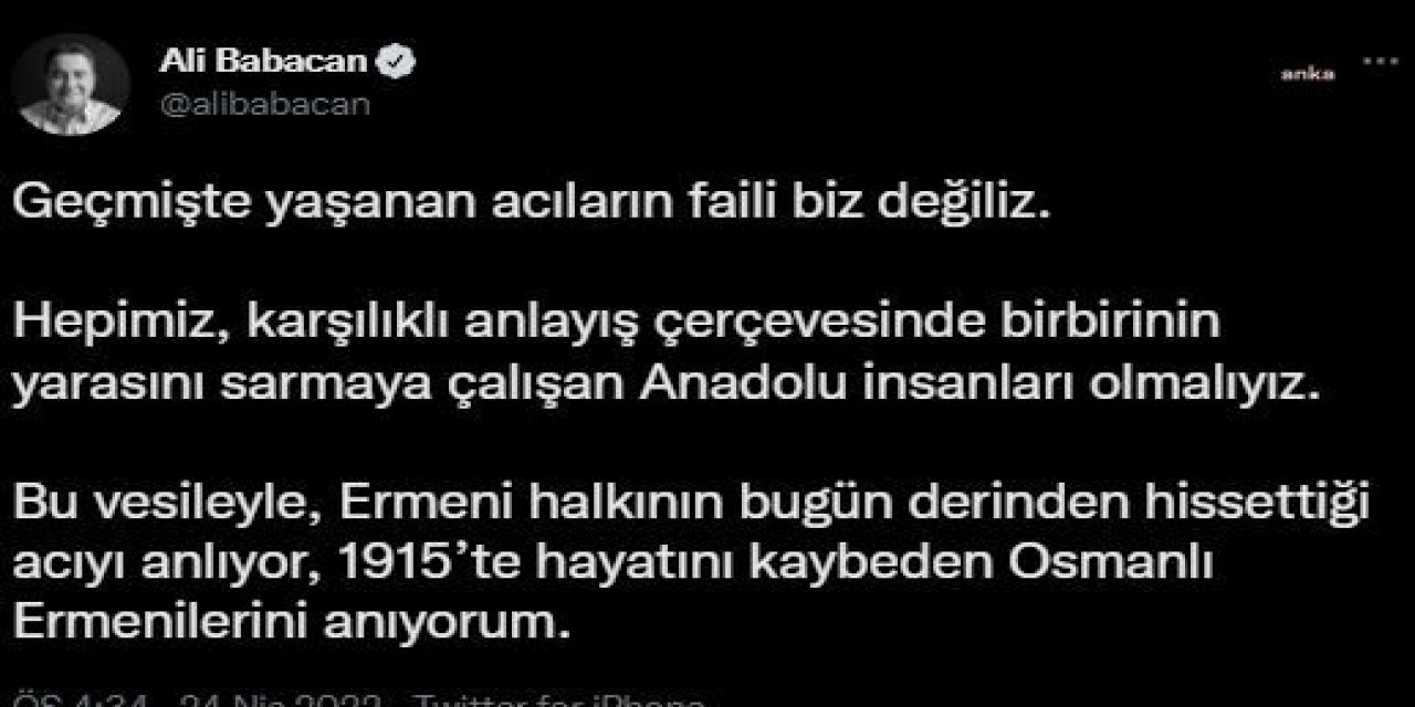 BABACAN: 1915’TE HAYATINI KAYBEDEN OSMANLI ERMENİLERİNİ ANIYORUM