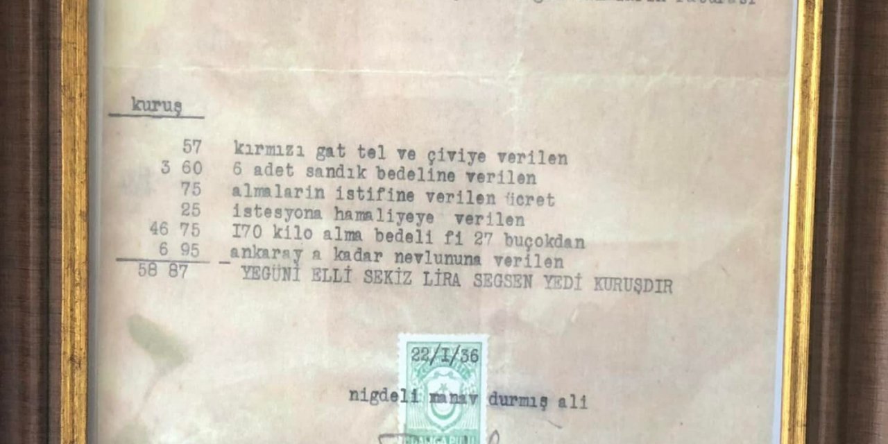 ATATÜRK'ÜN ELMA FATURASININ BİR ÖRNEĞİ CHP HEYETİNE HEDİYE EDİLDİ