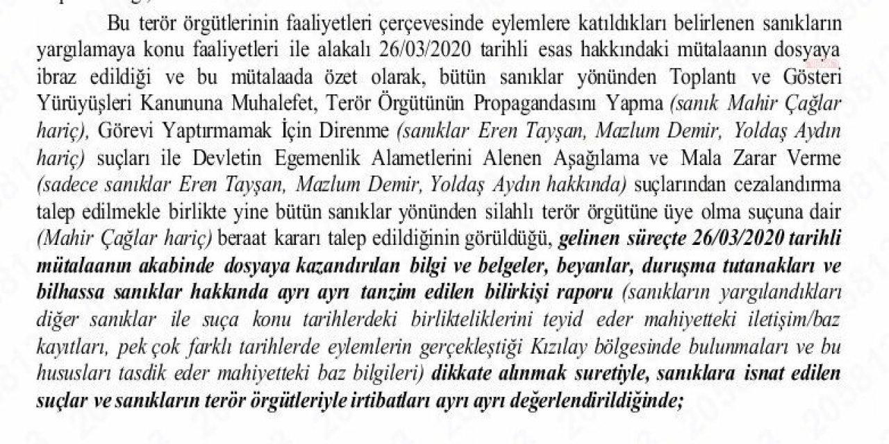 ANKARA’DAKİ GEZİ DAVASINDA SAVCI 2 YIL SONRA MÜTALAASINI DEĞİŞTİRDİ, ÖRGÜT ÜYELİĞİ SUÇUNDAN DA CEZA İSTEDİ