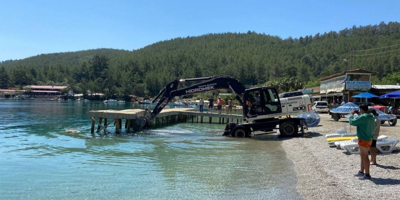 Yargı kararına rağmen iskele yıkımı için geldiler