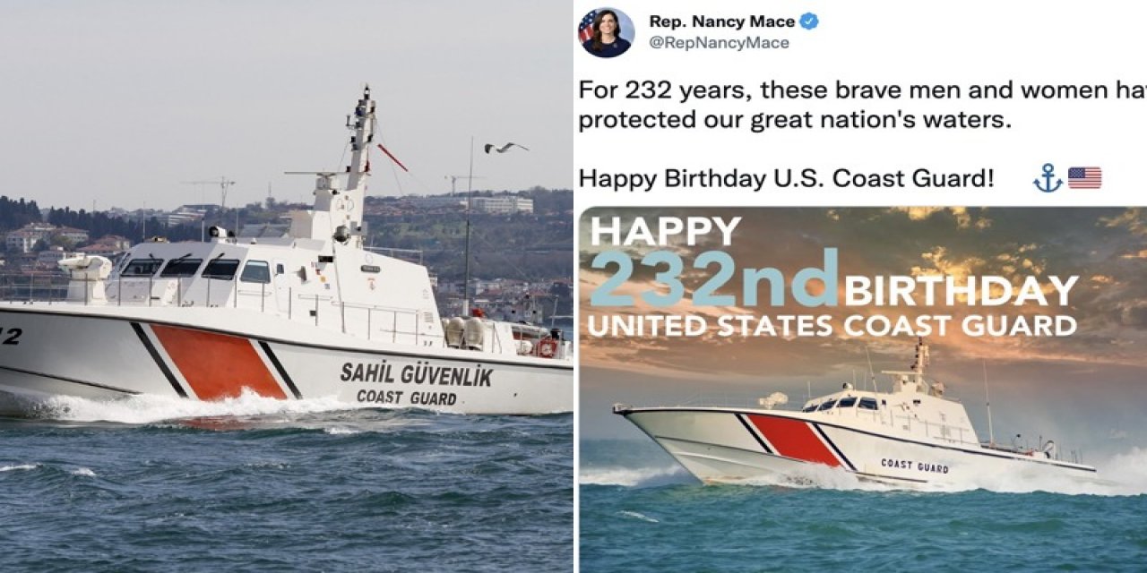 ABD Başkan Yardımcısı, ABD Sahil Güvenliği'nin kuruluş yıl dönümünde üzerinde oynanmış Türk Sahil Güvenlik teknesi fotoğrafı paylaştı