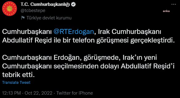 Cumhurbaşkanı Erdoğan, Irak Cumhurbaşkanı Abdullatif Reşid ile görüştü
