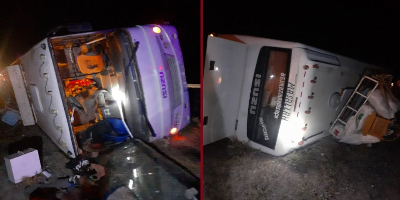 Konya'da tarım işçilerini taşıyan minibüs devrildi: 3 yaralı