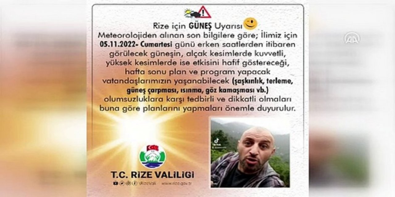 Rize Valiliği'nden yüzleri güldüren 'güneş' uyarısı
