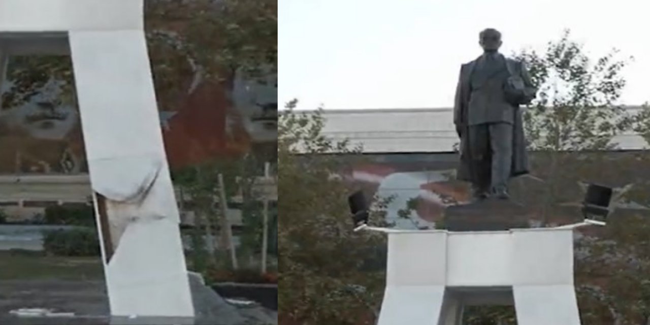 Atatürk Anıtına balyozlu saldırı!