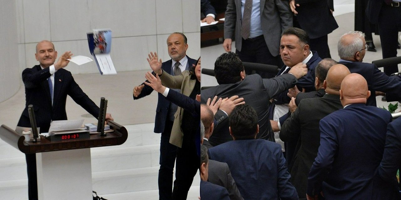 Süleyman Soylu'ya fotoğraf fırlatıldı, Meclis'te tansiyon bir kez daha yükseldi