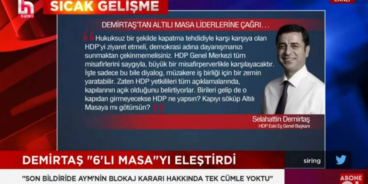 Demirtaş'tan Altılı Masa'ya eleştiri: Tarikat partileriyle görüşülüyor, HDP ile görüşülmüyor
