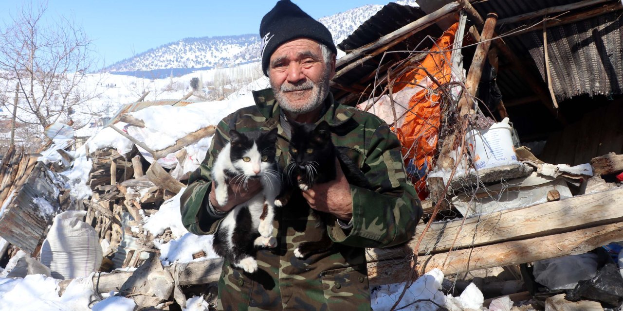 Depremde eşini kaybetti, 4 kedisini 4 gün sonra enkazdan kurtardı