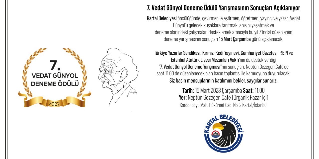 7. Vedat Günyol Deneme Ödülü Yarışmasının Sonuçları Açıklanıyor