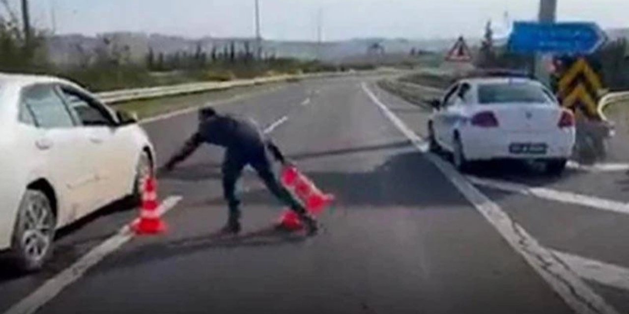 Sürücülerden Erdoğan için kapatılan yola tepki: Dubaları kaldırdılar