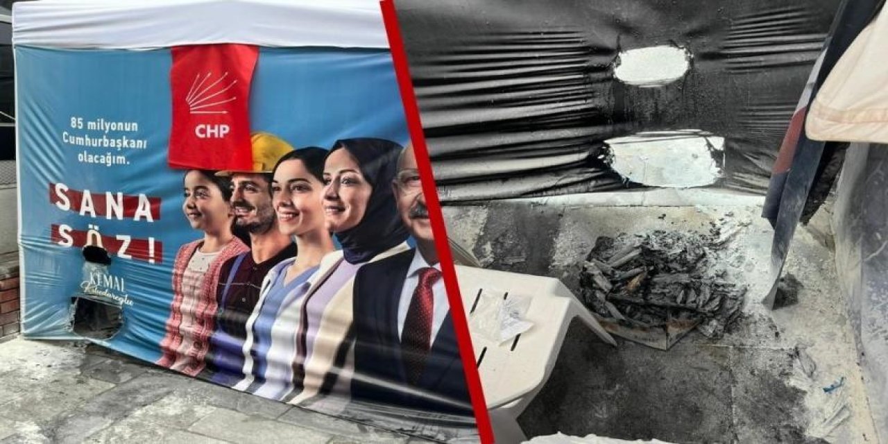 İstanbul Ortaköy'de CHP'nin seçim çadırı kundaklandı