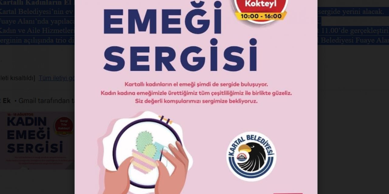 Kartallı Kadınların El Emeği Sergisi Açılıyor