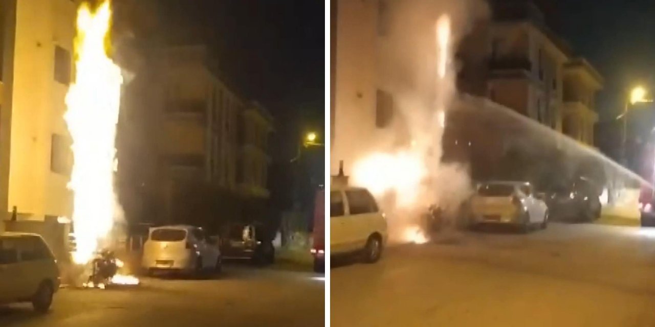 Doğal gaz kutusunda yangın paniği