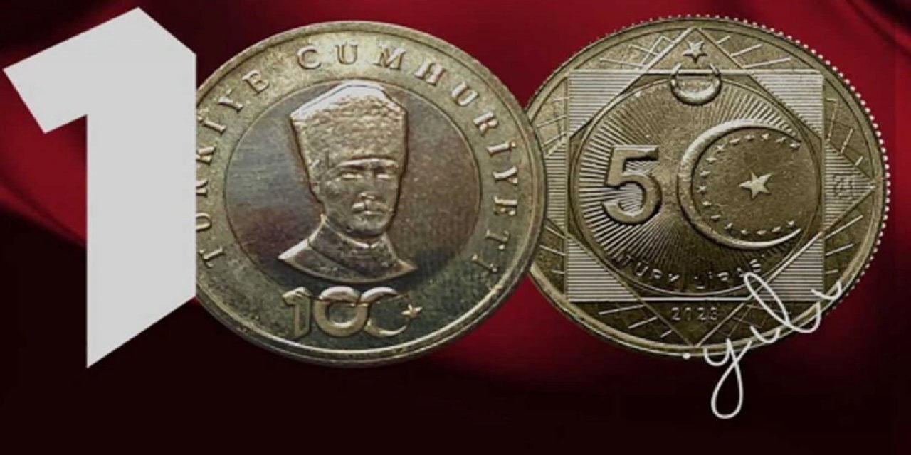 100. yıla özel 5 TL'lik madeni hatıra parada AKP'nin sloganı yazıldı