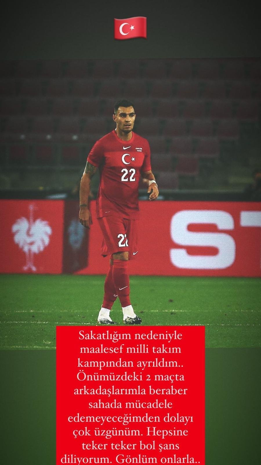 Kaan Ayhan sakatlığı gerekçesiyle milli takım aday kadrosundan ayrıldı