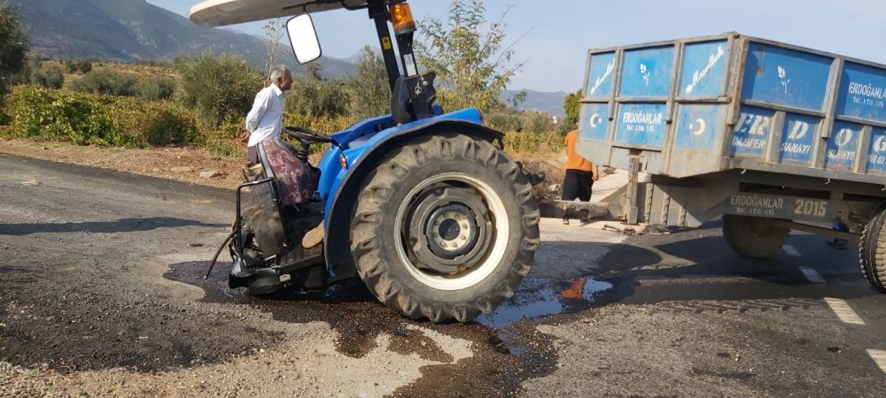 İslahiye'de, otomobil ile çarpışan traktör ikiye ayrıldı