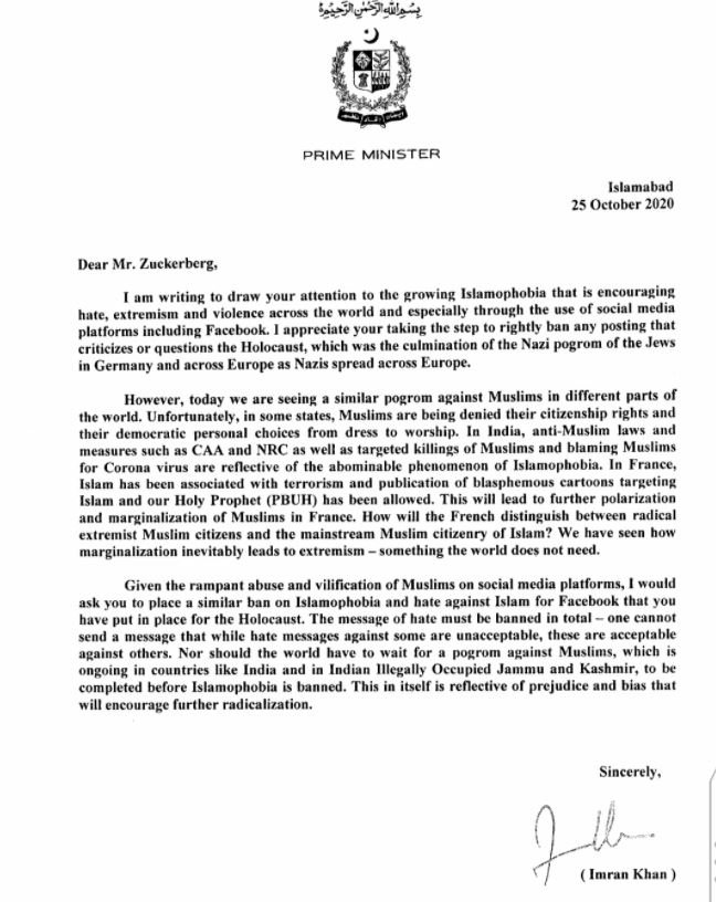 Pakistan Başbakanı Han’dan Facebook açıklaması: İslamofobiyi de yasaklayın