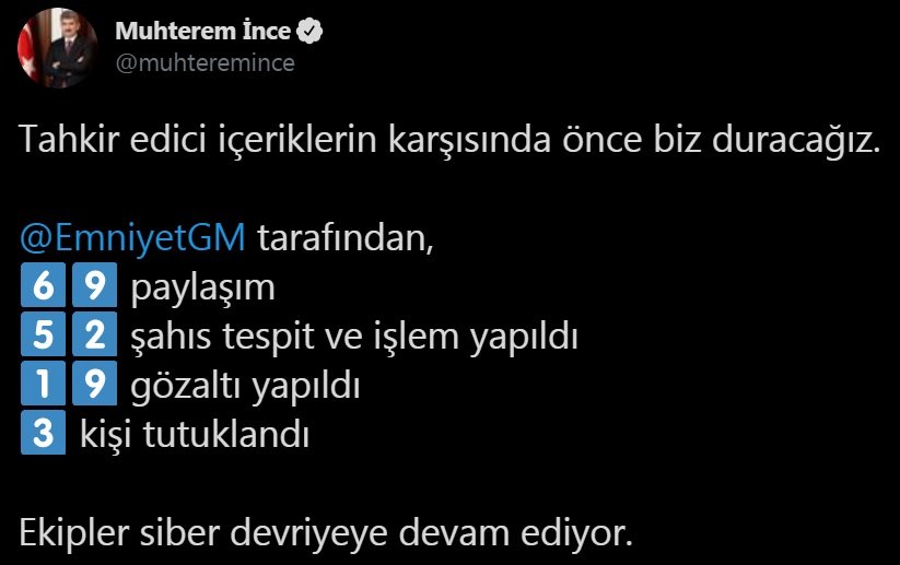 Muhterem İnce: Tahkir edici paylaşım yapan 3 kişi tutuklandı