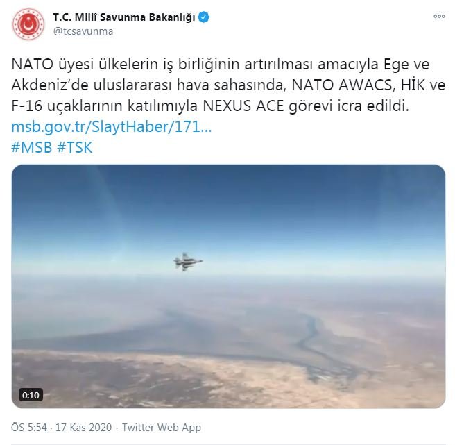 MSB: NEXUS ACE görevi icra edildi