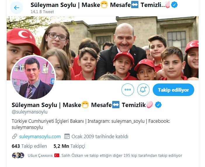 İçişleri Bakanı Süleyman Soylu, TUNCELİ'de PKK'lı teröristlerce şehit edilen sınıf öğretmeni Necmettin Yılmaz'2 profil resmi yaptı
