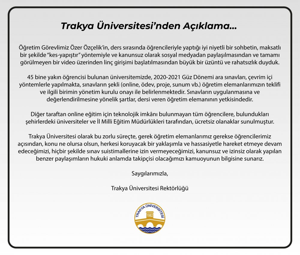 Rektörlükten 'Herkes üniversite mezunu olacak diye bir şey yok' diyen öğretim görevlisiyle ilgili açıklama