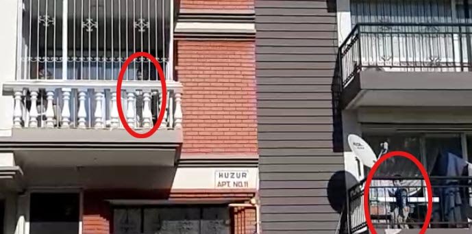 Sokağa çıkamayan çocukların balkondan oyun arkadaşlığı