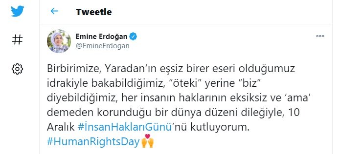 Emine Erdoğan'dan 'İnsan Hakları Günü' paylaşımı