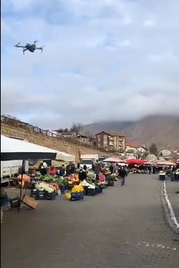 Divriği'de pazarda dronlu ateş ölçümü