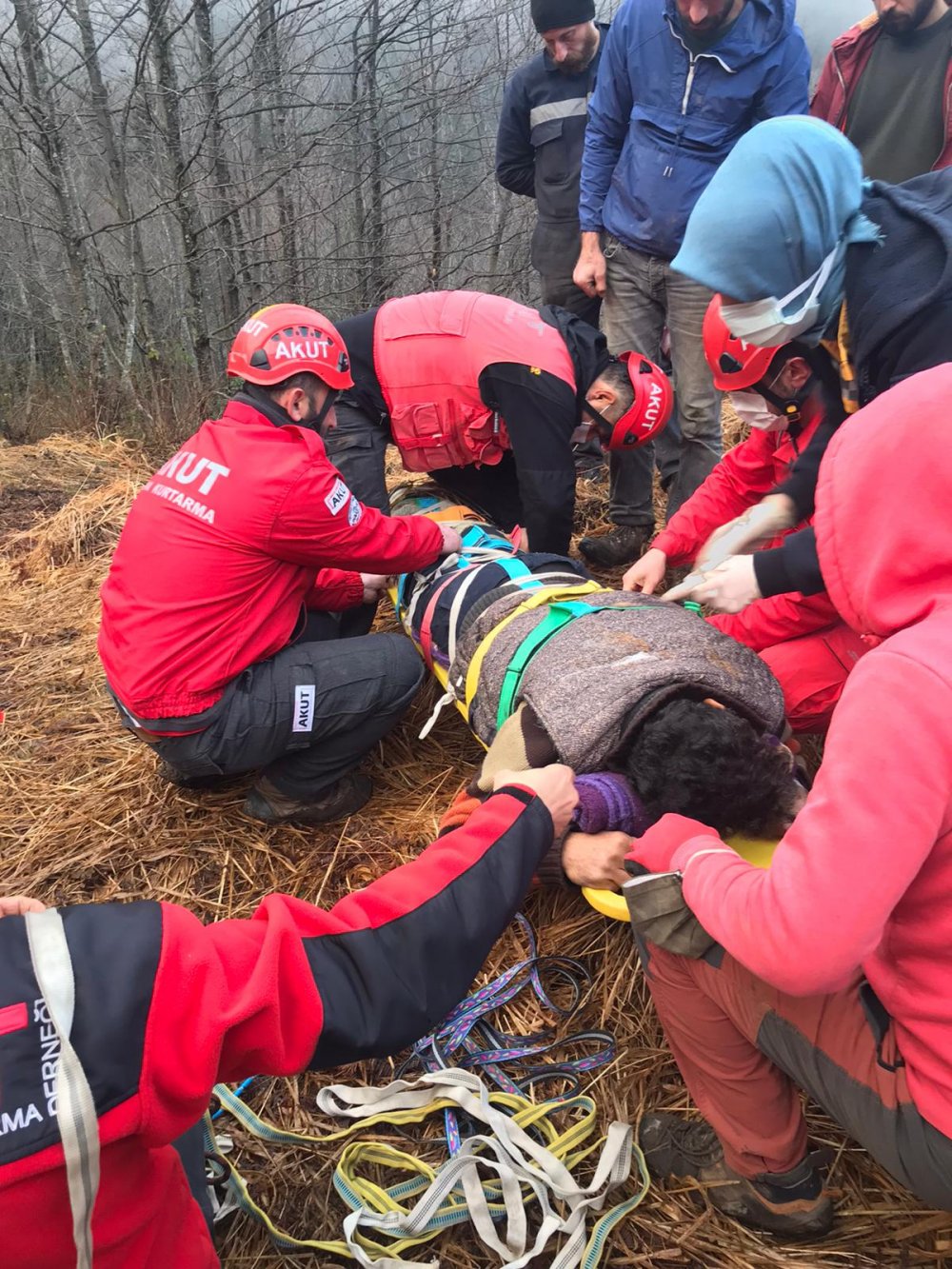 Kestiği ağacın altında kalan çoban, 2,5 saatte ambulansa ulaştırıldı