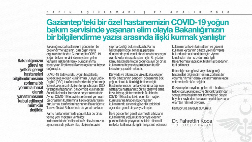 Bakan Koca: Hastaneleri bilgilendirmenin 'ihmal' olarak yansıtılması kabul edilemez