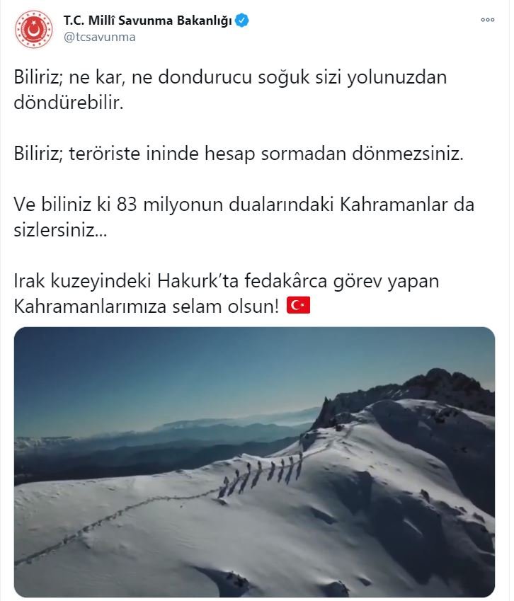 MSB, Hakurk'ta görev yapan Mehmetçiğin görüntülerini paylaştı