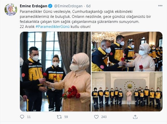 Emine Erdoğan,  paramediklerin günlerini kutladı